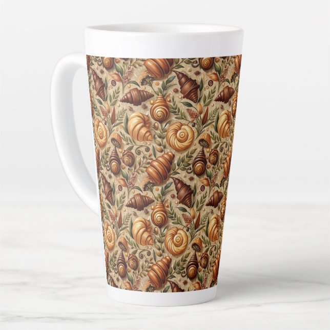 Caneca De Café Latte Ansiando Croissants (Ângulo esquerdo)