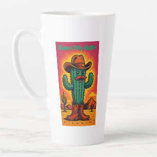 Caneca De Café Latte Antes e depois do café cacto cowboy