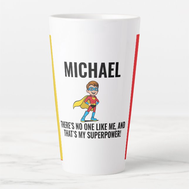 CANECA DE CAFÉ LATTE ANTI-STRESS KIDS HERO SUPERHERO POWER (Frente)