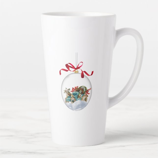 Caneca De Café Latte Antique Car in a Clear Christmas Bauble (Direita)