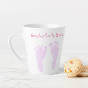 Caneca De Café Latte Anúncio da avó sobre filhotes cor-de-rosa