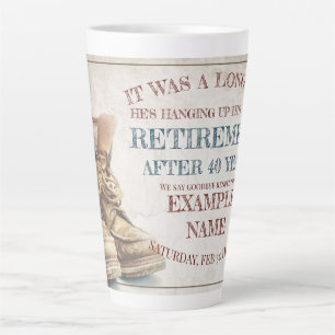 Caneca De Café Latte Anúncio de aposentadoria com botas velhas V2.0