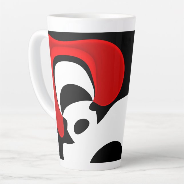 Caneca De Café Latte Ao Sr. Redd: Abstrato Preto, Branco e Vermelho (Ângulo esquerdo)