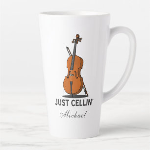 Caneca De Café Latte Apenas Cellin Desempenho de Violoncelo Música Viol