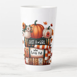 Caneca De Café Latte Apenas uma garota adorável que ama a queda