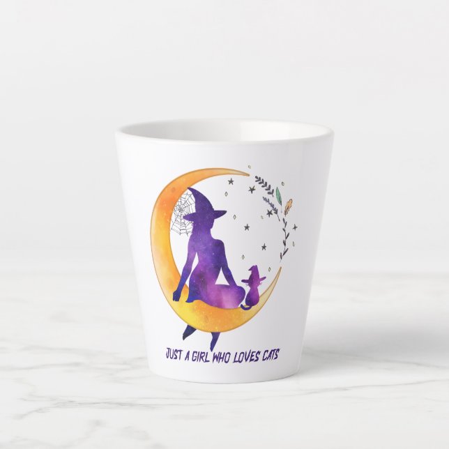 Caneca De Café Latte Apenas Uma Menina Que Ama Gato (Frente)