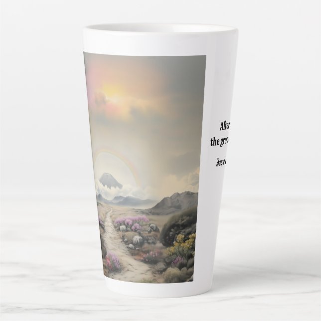Caneca De Café Latte Após a chuva (Arte de Paisagem Japonesa com Aquare (Frente)