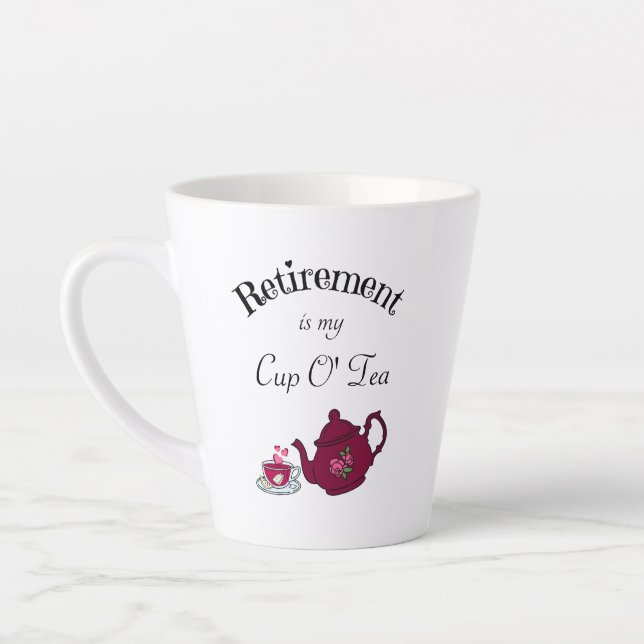Caneca De Café Latte Aposentação de amantes de chá com bule vermelho es (Esquerda)