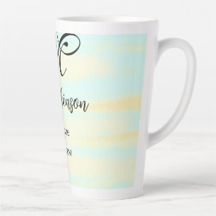 Caneca De Café Latte apreciação do professor de aquarela azul simples