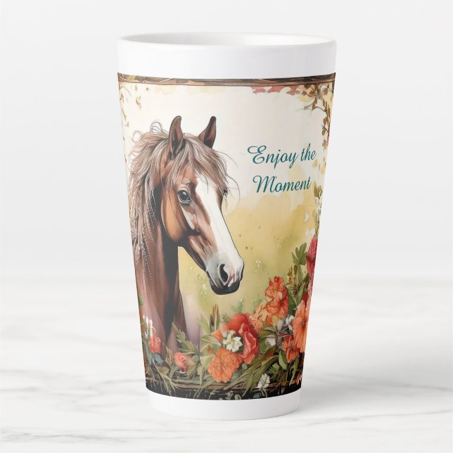 Caneca De Café Latte Aproveite o Cavalo Momento (Frente)