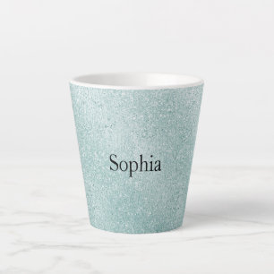 Caneca De Café Latte Aqua Glitter Ombre Natal