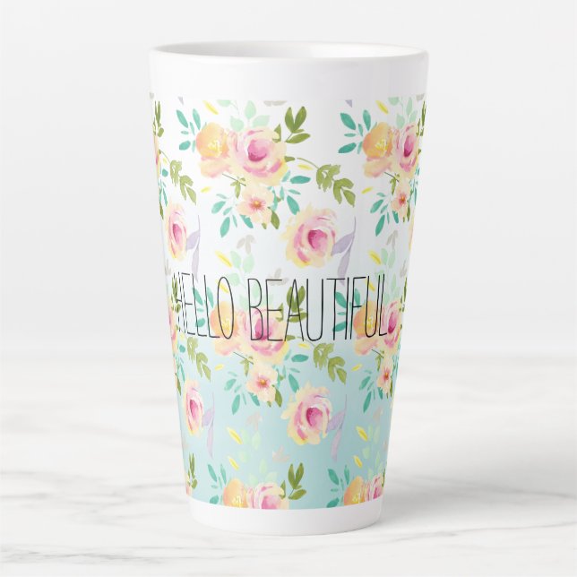 Caneca De Café Latte Aqua Ombre Amarelo-rosa (Frente)