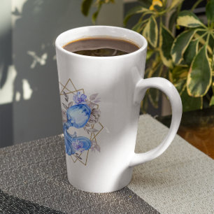 Caneca De Café Latte Aquarela Aquário Astrologia Zodíaco Monograma