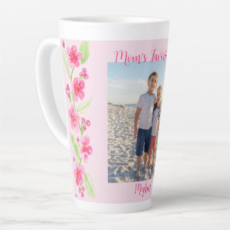 Caneca De Café Latte Aquarela Cereja Flor MOM Foto PERSONALIZAR