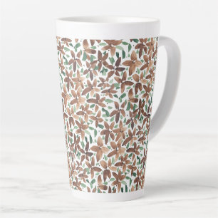 Caneca De Café Latte Aquarela Floral Verde Country Pintada à Mão
