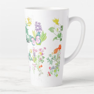 Caneca De Café Latte Aquarela flores silvestres