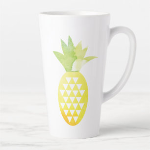 Caneca De Café Latte Aquarela Geométrica Abacaxi