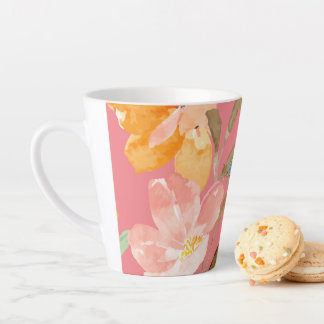 Caneca De Café Latte Aquarela Moderna Elegante Rosa