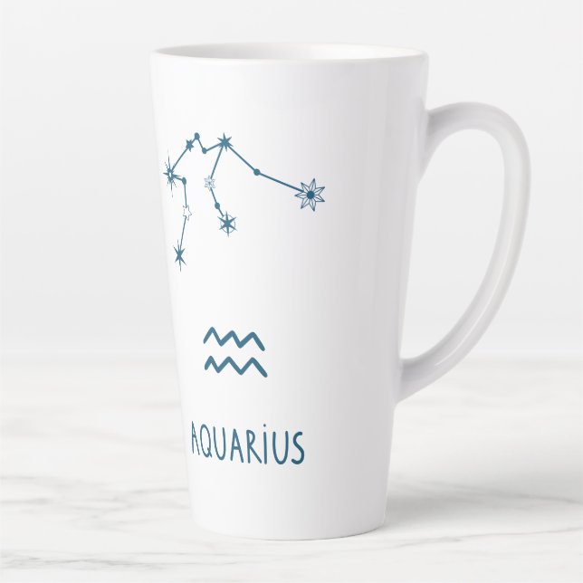 Caneca De Café Latte Aquário Astrologia Aquário Zodiac | Monograma Co (Direita)