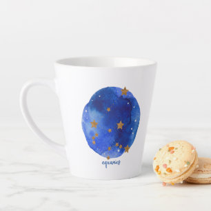 Caneca De Café Latte Aquarius Watercolor Night Sky Constelação Zodiac