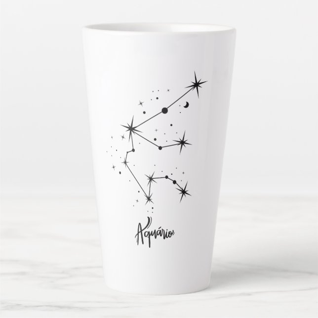 Caneca De Café Latte Aquarius Zodiac - Sinal Gift Astrologia Aquarius (Frente)