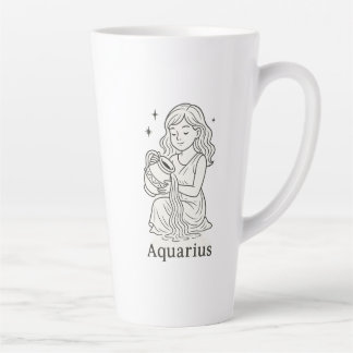 Caneca De Café Latte Aquarius Zodiac Woman 