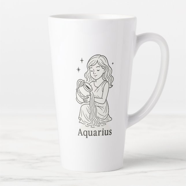 Caneca De Café Latte Aquarius Zodiac Woman  (Direita)