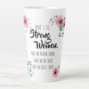 Caneca De Café Latte Aqui está para Fortes Mulheres Aquarela Floral BF