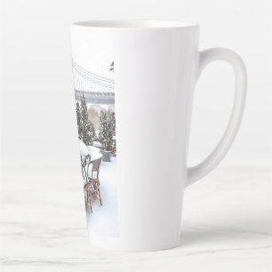 Caneca De Café Latte Ar frio, vistas aconchegantes e dias de neve em NY