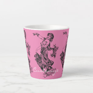 Caneca De Café Latte Árabe Belly Dancer Vintage Art Thunder_Cove