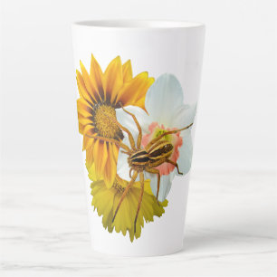 Caneca De Café Latte Aranha-lobo em Flores