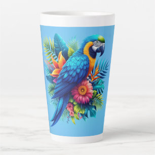 Caneca De Café Latte Arara tropical azul-colorida