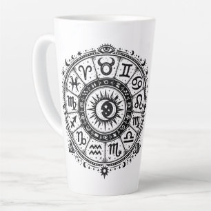 Caneca De Café Latte Arcanos do Zodíaco — Os Doze Signos por BurnsInHel