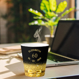 Caneca De Café Latte arco de ouro negro de 60 anos