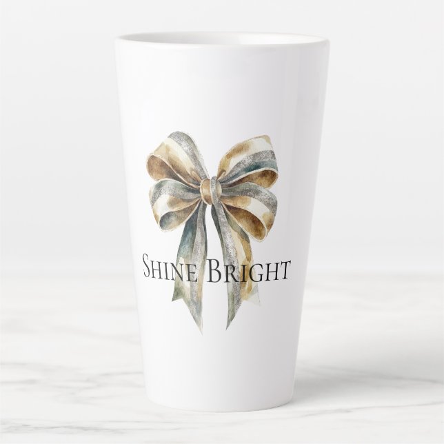 Caneca De Café Latte Arco Dourado Verde Russo de Natal Personalizado (Frente)