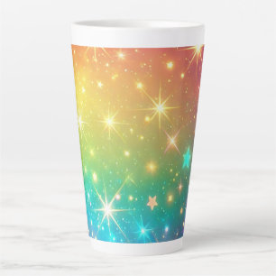 Caneca De Café Latte Arco-íris colorido estrela espaço