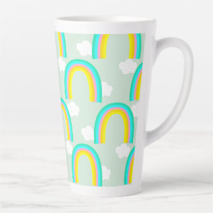 Caneca De Café Latte Arco-íris com Nuvem Azul