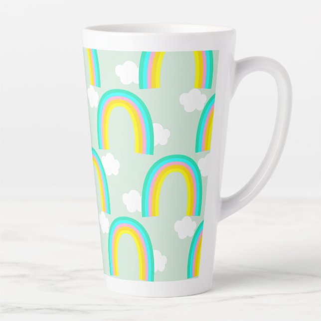 Caneca De Café Latte Arco-íris com Nuvem Azul (Direita)