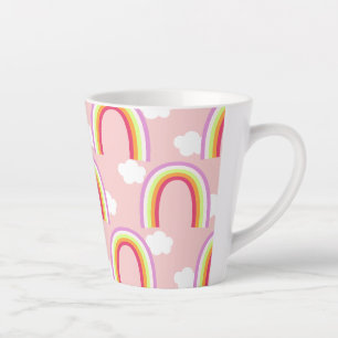 Caneca De Café Latte Arco-íris com Nuvem Rosa