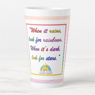 Caneca De Café Latte Arco-Íris e Estrelas - Lata-rosa Motivacional