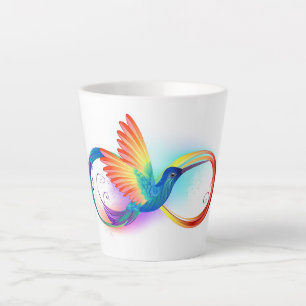 Caneca De Café Latte Arco-íris Hummingbird com símbolo Infinito