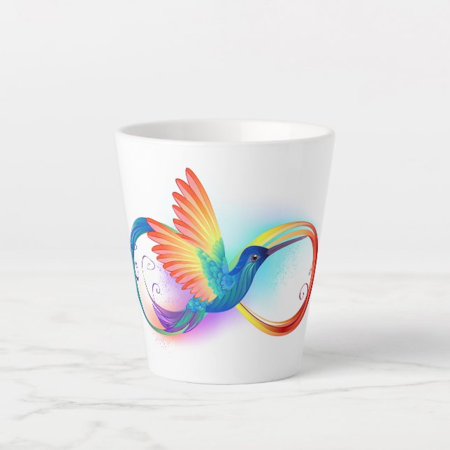 Caneca De Café Latte Arco-íris Hummingbird com símbolo Infinito (Frente)