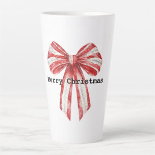 Caneca De Café Latte Arcos Brancos de Pepperminta Vermelha Natal