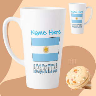 Caneca De Café Latte Argentina Bandeira Argentina Nome Personalizado Gr