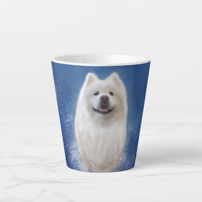 Caneca De Café Latte Ari, a coleção Samoyed BLUE (Frente)