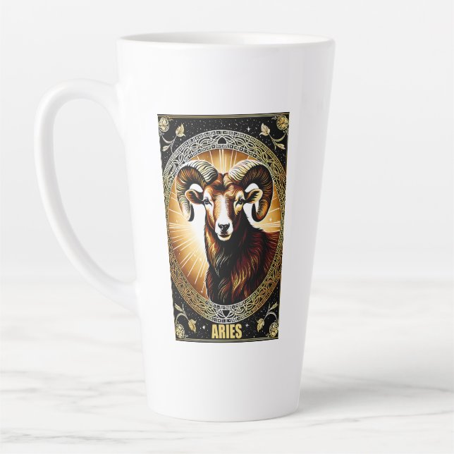 Caneca De Café Latte Aries - Sinal de astrologia (Esquerda)