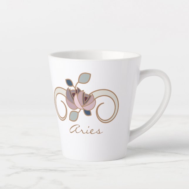 Caneca De Café Latte Aries Zodiac Boho Coffee Mug (Direita)