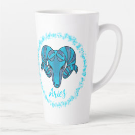 Caneca De Café Latte Aries zodiac Bull blue glitter March 21-April 19
