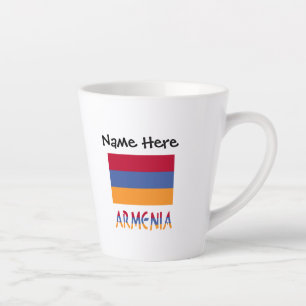 Caneca De Café Latte Armênia e Bandeira da Armênia Personalizados