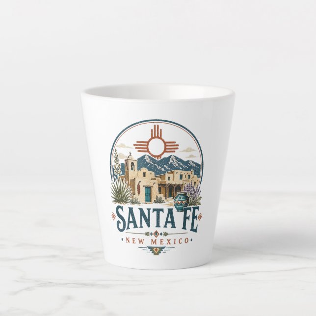 Caneca De Café Latte Arquitetura de Adobe Santa Fe Novo México Sudoeste (Frente)